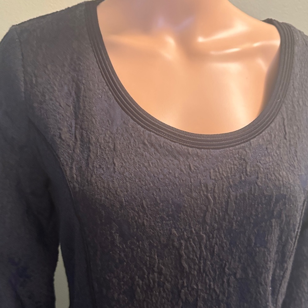 Vera Wang Black and Blue Long Sleeve Dress - Picture 2 of 6